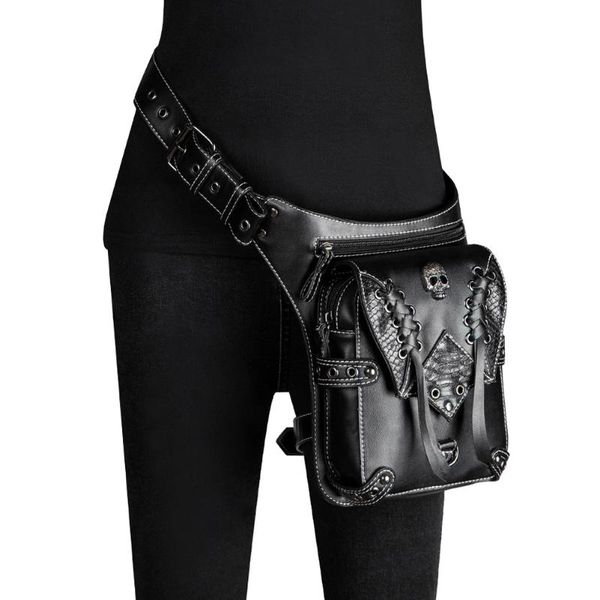 

waist bags norbinus pu leather rivet men skull bag steampunk leg motorcycle multifunction punk rock women shoulder crossbody