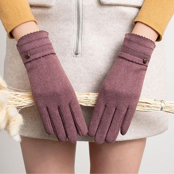 

sports gloves fashion elegant women warm touch screen catch velvet autumn winter, Black