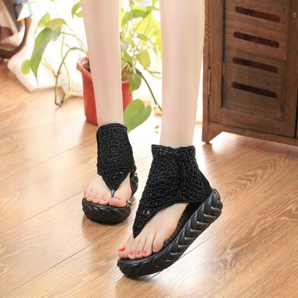 

dress shoes retro women gladiator sandals fashion zipper high platform anti slip summer ladies office work sandalias feminina, Black