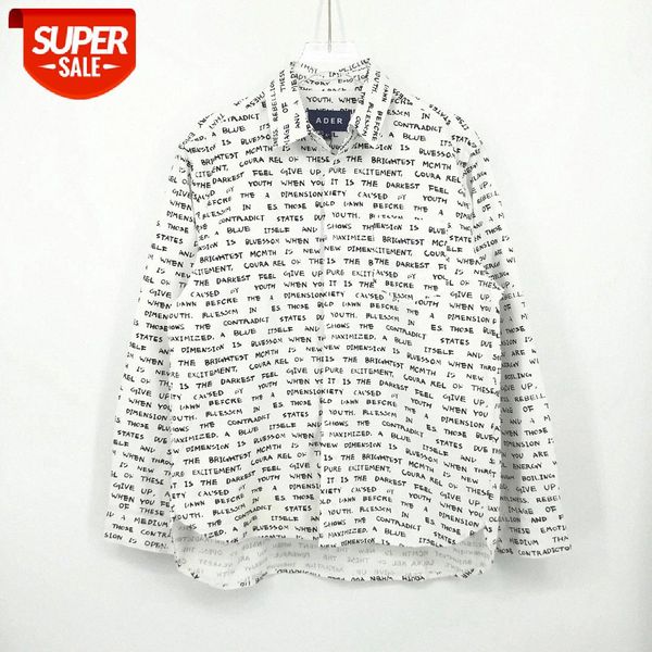 

brand ader cotton woven graffiti shirt ae with full print loose #zi4x, White;black