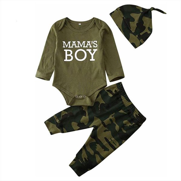 

baby spring summer clothing newborn boy girl twins outfit letter bodysuit pants headband camo clothes set 0 12m, White