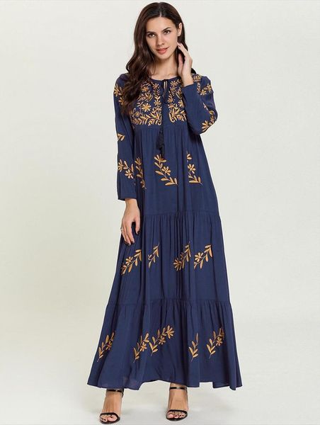 

maxi abayas muslim embroidery women dress long arabian islamic robes kaftan dubai clothing, Black;gray