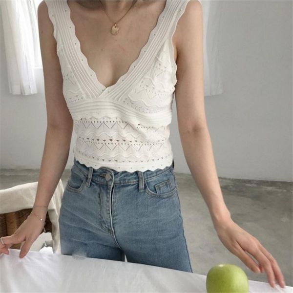 

women's tanks & camis fashion knit vest women camisole female solid elastic knited slim sleeveless femme 2021 summer casual, White