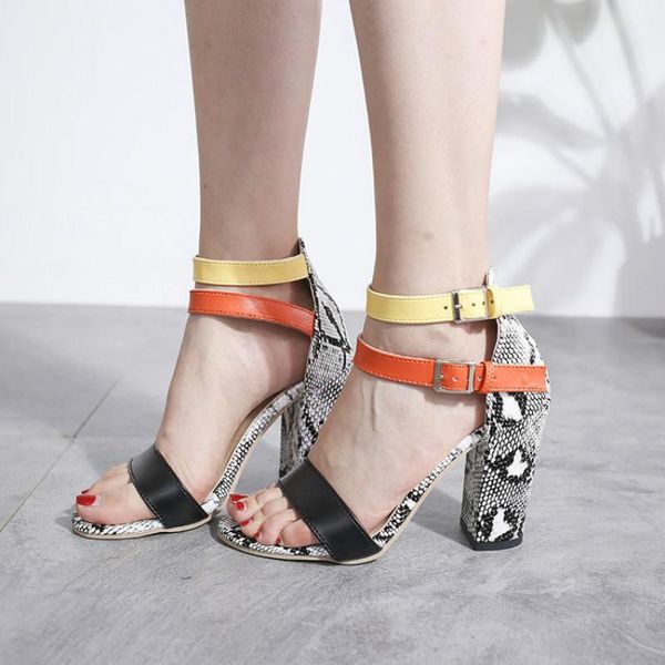 

women's ladies fashion mixed colors high heels buckle sandals casual shoes summer women, Black