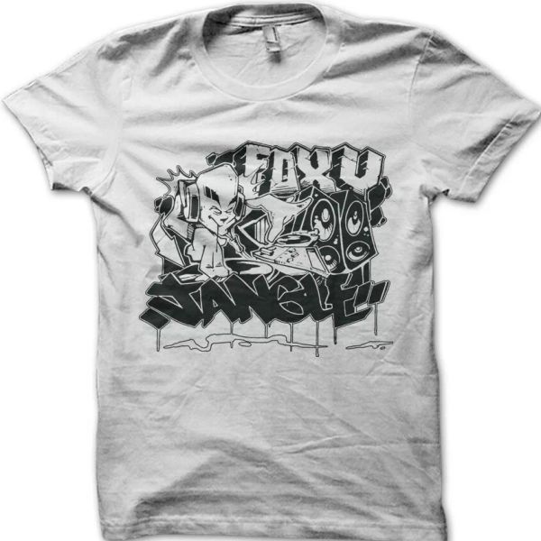 

foxy jungle drum and base groovy printed t-shirt 9092, White;black