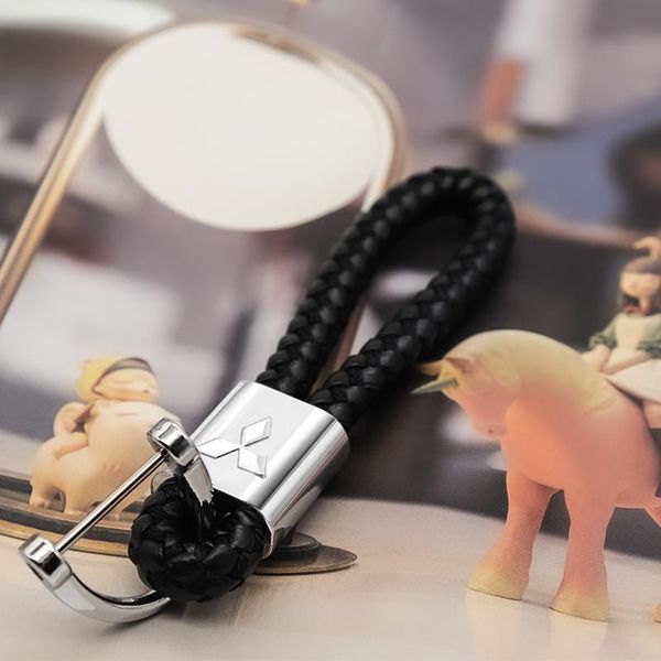 

keychains use simple and stylish car woven keychains, metal horseshoe buckles, suitable for with mitsubishi logo, Silver