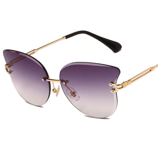 

sunglasses 2021 rimless cat eye women vintage gradient tea glasses driving vacation goggle mujer, White;black