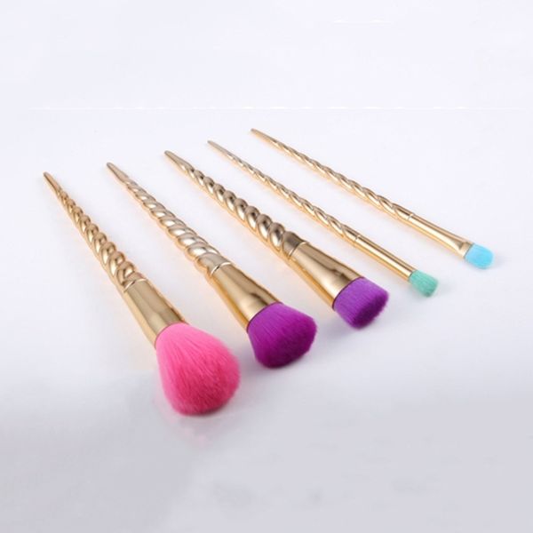 

makeup brushes sets cosmetics brush 5 bright color gold spiral shank brush screw make-up tools