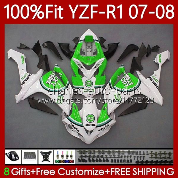 100% Fit Bodywork OEM per Yamaha Moto YZF-R1 YZF-1000 YZF-R1 YZF-1000 YZF R 1 1000 Lucky Strike CC 07-08 Body 91No.36 YZF R1 1000CC YZFR1 07 08 YZF1000 2007 2008 Kit di carenatura per stampi a iniezione 2008