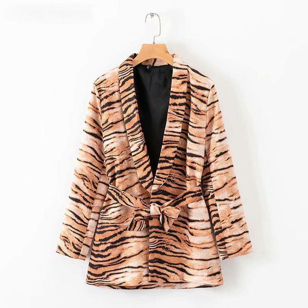 

women's fur & faux 2021 spring/autumn fashion luxury leopard zebra blazer cardigan lapel long sleeve jacket slim turn-down collar open, Black