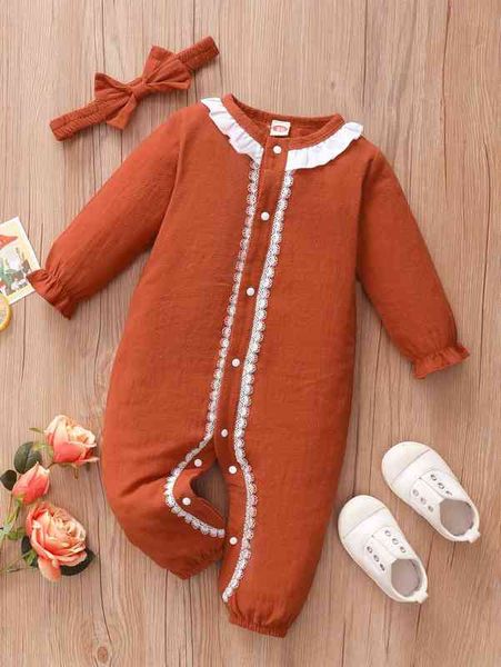 

baby guipure lace detail flounce sleeve frilled jumpsuit she, Blue