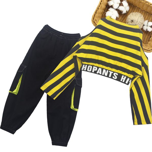 

kids clothes tshirt + pants girls clothing striped pattern teenage clothes for girls patchwork childrens costume 6 8 10 12 14, White
