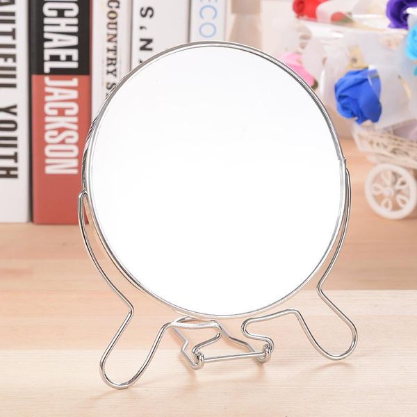 

mirrors hd round iron edge bracket makeup mirror 2-sided 360 degree rotating 2x portable deskmetal vanity make up tool