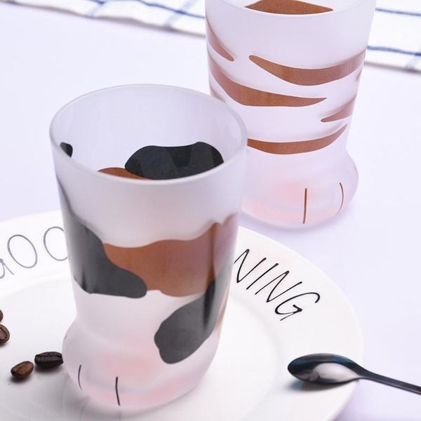 

japanese-style 300ml creative cute cat paws glass tiger mug office coffee tumbler personality milk cup gift wine glasses
