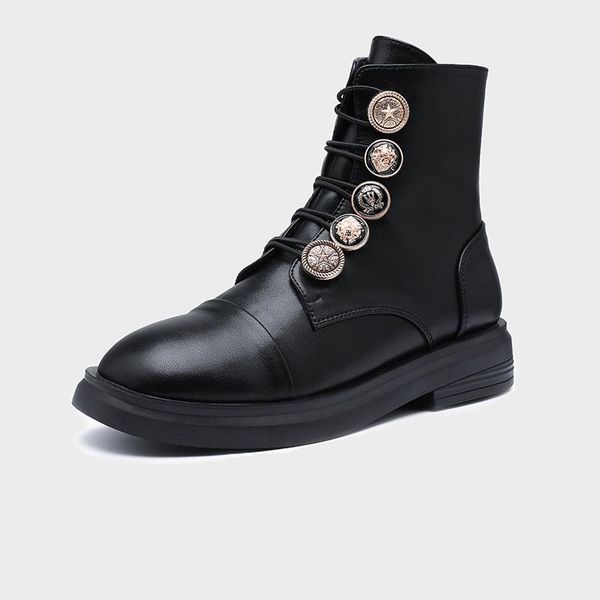 

boots winter 2021 retro fashion side zipper elastic round toe mid-tube platform women's motercycle, Black