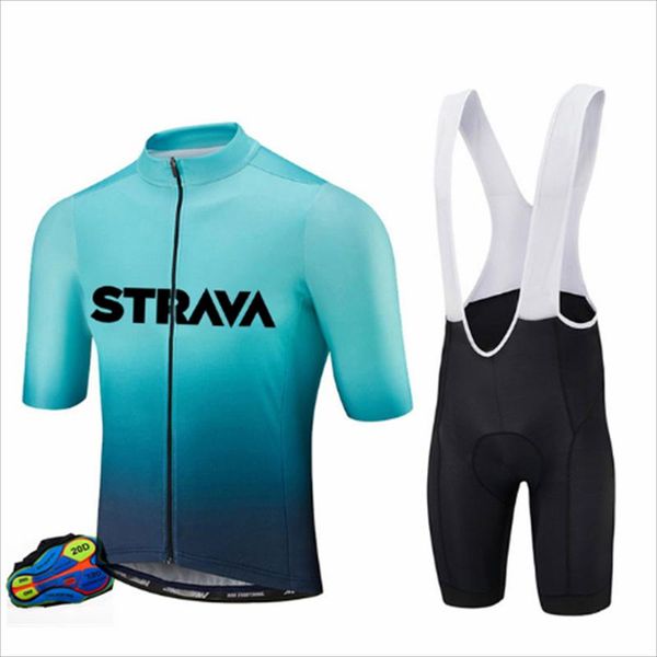 

racing sets strava sleeve shirt bike bib shorts 20d gel pad jersey pro team summer cycling set bicycle clothing breathable men short, Black;blue