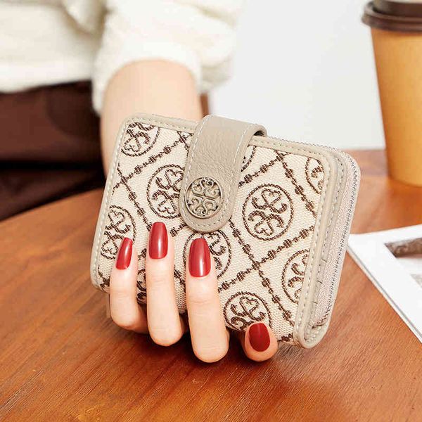 

bag handbag wallet women's short 2021 canvas large capacity organ card integrated small purse hand fashion, Black;red