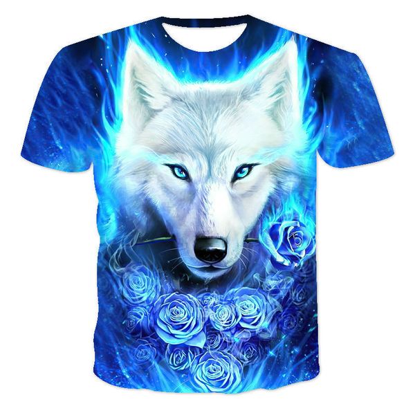

t-shirt summer fashion digital print star wolf 3d print boys girls casual short sve sports 3d t-shirt83e8, White;black
