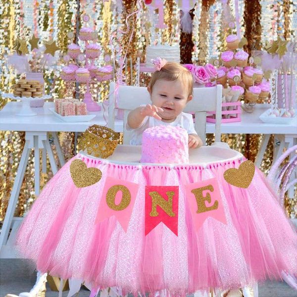 

party decoration baby first birthday blue pink chair banner one year 1st boy girl i am bunting supplies flags