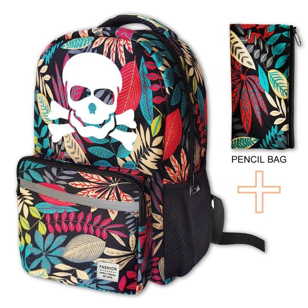 

school bags 16inch mochila reflective skull backpack luminous teenagers bag children primary for girls boys gift