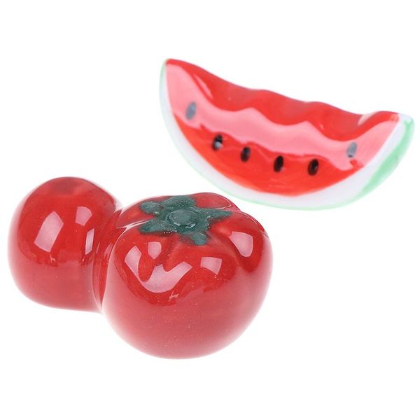 

chopsticks 1pcs kitchen tableware holder rack cute red watermelon/tomato ceramic decorative spoon fork rest