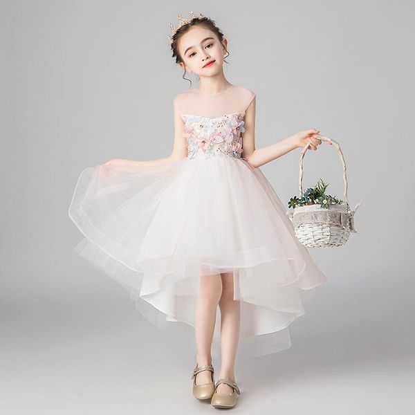 

ethnic clothing 2021 party dress exquisite appliques qipao bubble skirt kids clothes dresses for girls fashion wedding girl princess, Red