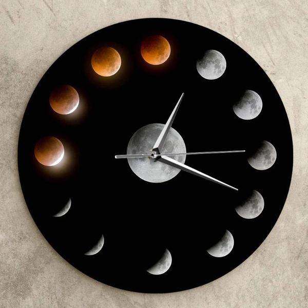 

wall clocks outer space clock modern design series of total r eclipse moon phases super celestial kids room decor