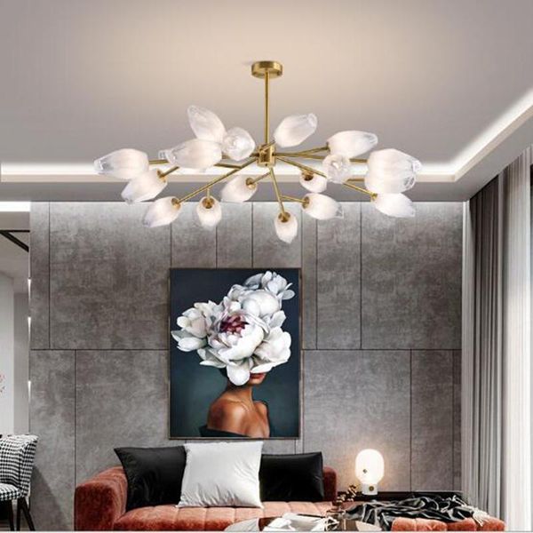 

modern chandeliers 6-9-12-15 heads nordic living room high-end atmosphere bedroom light luxury magic bean glass crystal lamps