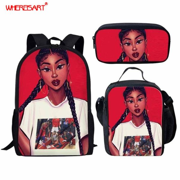 

school bags whereisart african girl female cartoon printing bookbag for kid girls student waterproof black women backpacks sets