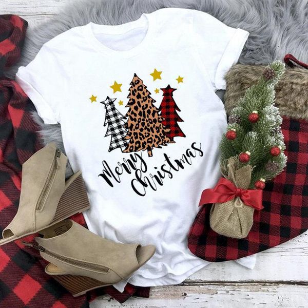 

women's t-shirt christmas tree shirt santa claus  snowman print cartoon 2022 tshirt happy year holiday fashion tees aesthetic xl, White