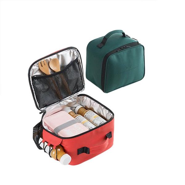 

portable insulation lunch bag adults kids picnic box storage for school work office organizer, Blue;pink