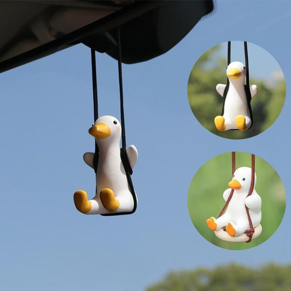 

decorative objects & figurines 5.8x4.5cm cute little duck pendant car dashboard decoration accessories-duck with helmet and chain doll toy f