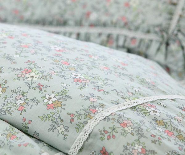 

bedding sets forest floral-print cotton princess pastoral style pure set flowers print lace ruffle duvet cover