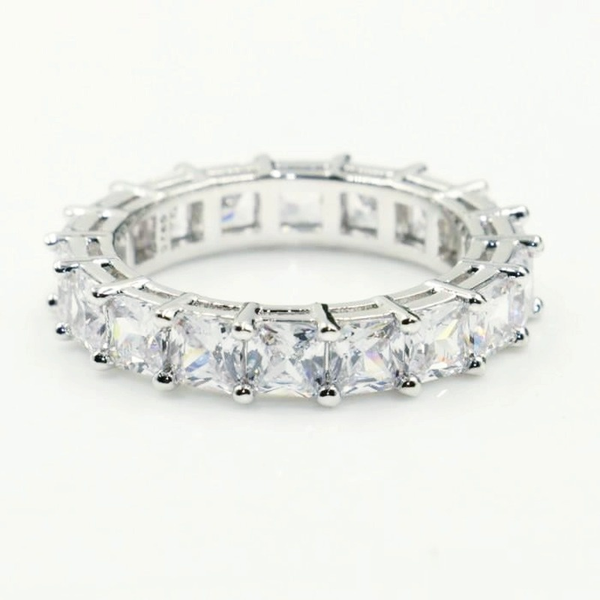 

selling never fade sparkling luxury jewelry 925 sterling silver princess cut white z cz diamond promise wedding bridal ring, Slivery;golden