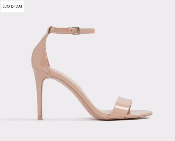 

fashion women buckle sandals ankle wrap high heels party shoes gladiator wedding patent leather nude dress, Black