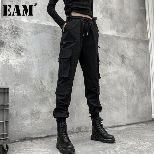 

women's pants & capris [] black pockets high elastic waist long harem trousers loose fit women fashion tide spring autumn 2022 1dd2683, Black;white