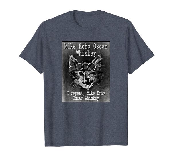 

mike echo oscar whiskey alphabet meow b/w cat shirt, White;black
