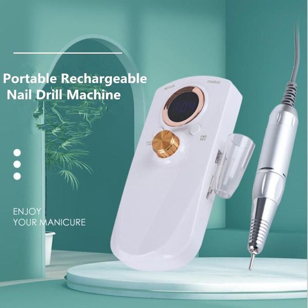 

nail drill & accessories 2021 portable rechargeable machine 35000rpm manicure electric file art tools set for bit
