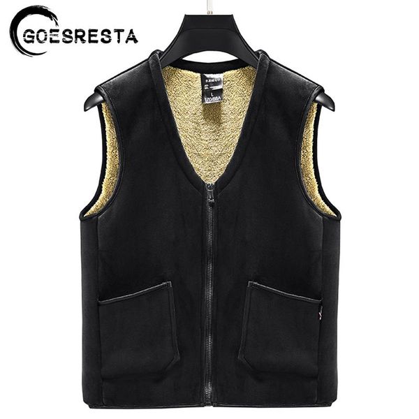 

brand slim vest jacket men 2021 spring fleece warm v-neck inside coat fashion s-8xl large size clothing jackets men's vests, Black;white