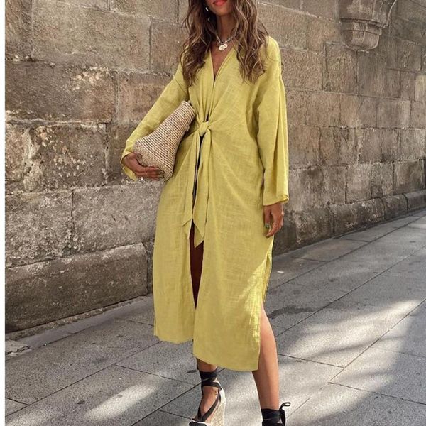 

women's trench coats 2021 chic loose oversized coat women casual solid long-sleeves v-neck lace bohemian style, Tan;black