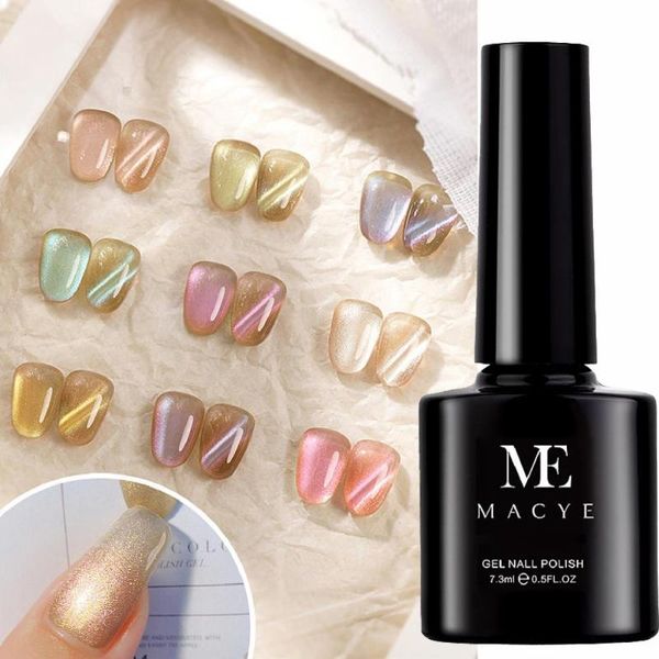 

nail gel 7.3ml polish cat eye effect translucent no odor transparent jelly semi permanent for female, Red;pink