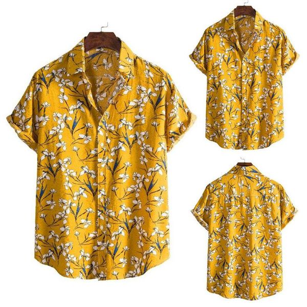 

men's t-shirts short sleeve hawaiian shirt summer casual blouse beach floral loose, White;black