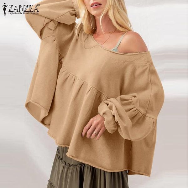 

women's hoodies & sweatshirts 2022 autumn solid hooides women puff sleeve ruffle casual oversized elegant pullover fashion off s, Black