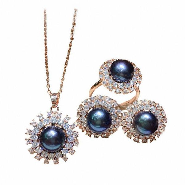 

earrings & necklace sinzry creative costume jewelry cubic zirconia fresh water pearl vintage snowflake pendant earring ring sets, Silver