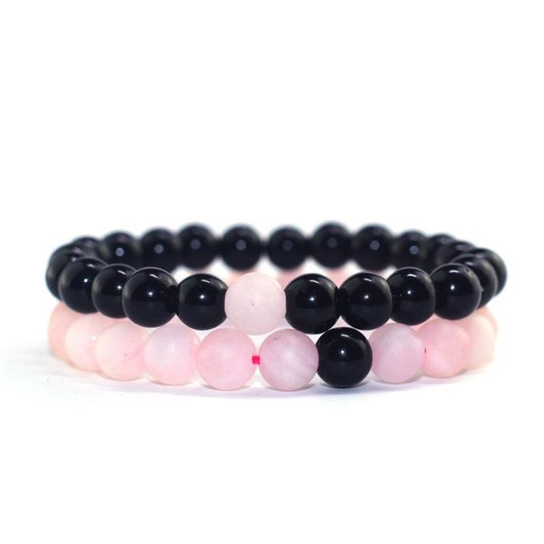 

beaded, strands 2021 arrival beaded bracelets sweet pink beads bracelet for women and men fashion lucky obsidian strand, Black