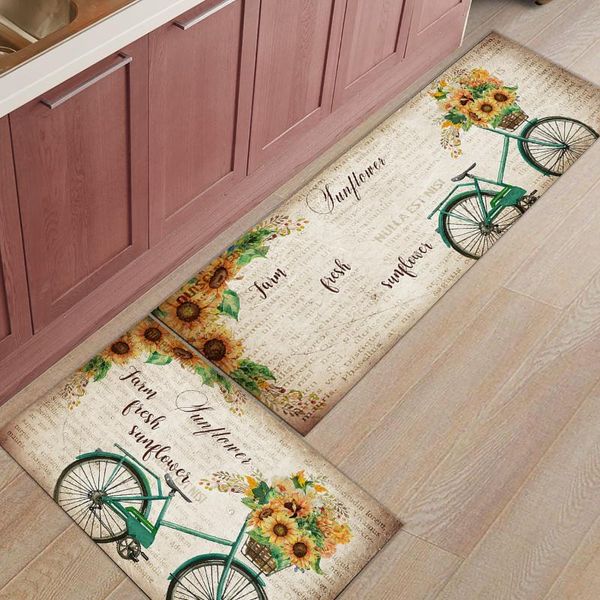 

cushion/decorative pillow 2pcs/set farm sweet flowers old spaper kitchen mat long bedroom entrance doormat home floor decor rug living room
