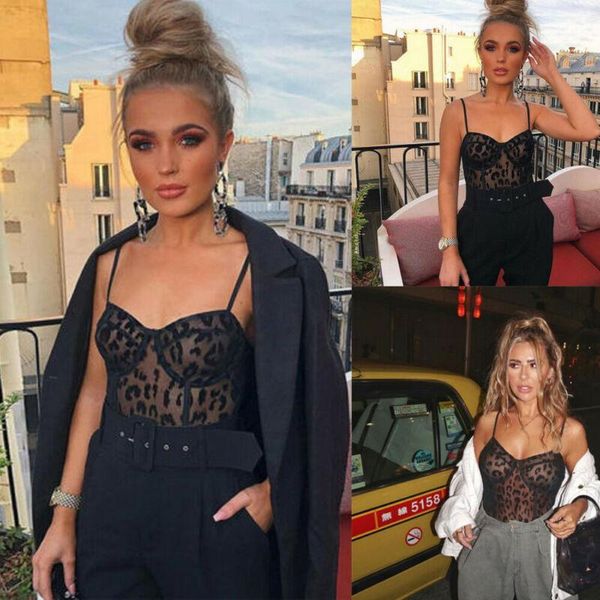 

women's jumpsuits & rompers 2021 fashion trend women mesh see through black lace bodysuit bodycon jumpsuit sleeveless summer party play, Black;white
