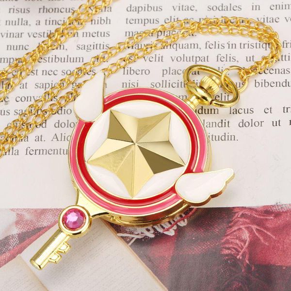 

pocket watches exquisite cardcaptor sakura women's key watch dial quartz alloy pendant, Slivery;golden