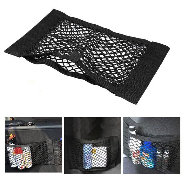 

car organizer 40cm x 25cm big size seat back storage mesh net bag strong magic tape luggage holder pocket sticker auto trunk