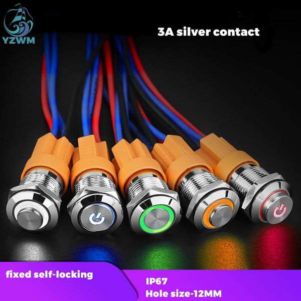 

smart home control yzwm 12mm metal button switching power supply with light symbol self-locking small waterproof round miniature 5v 12v 24v